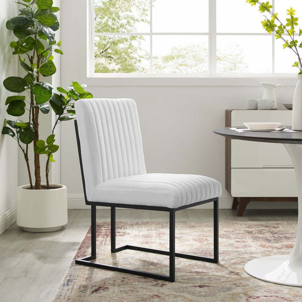 Indulge Channel Tufted Fabric Dining Chairs Set of 2, White