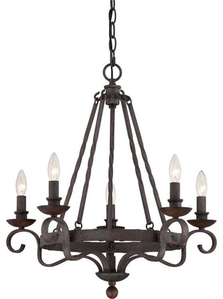 Noble 5-Light Chandelier, Rustic Black