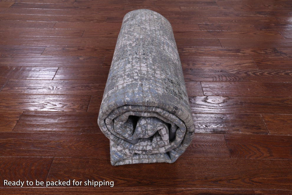 Abstract Wool and Silk Handmade Rug 6' 0" X 9' 2" Q8893