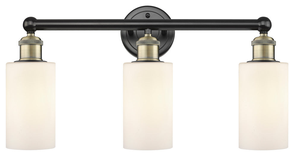 Clymer 3-Light 22" Bath Vanity Light, Black Antique Brass, Matte White Shade