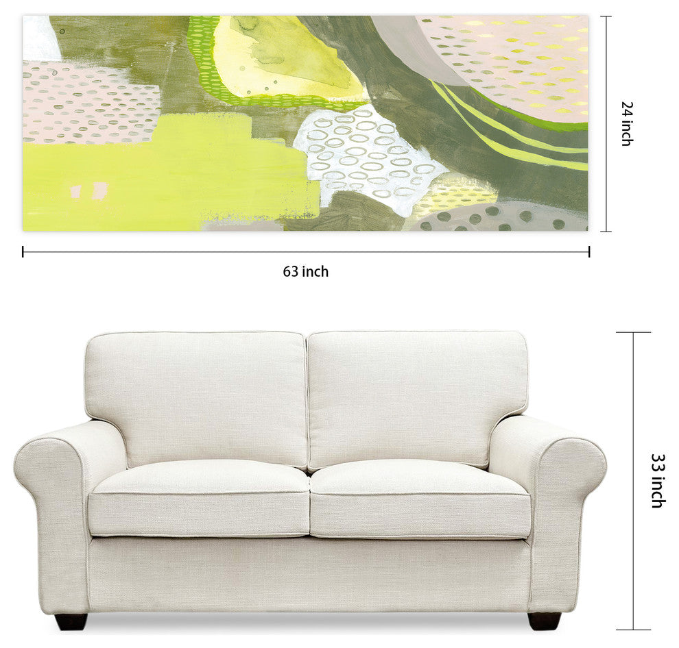 "Sun Fleck" Green Abstract Wall Art Frameless Free Floating Tempered Glass