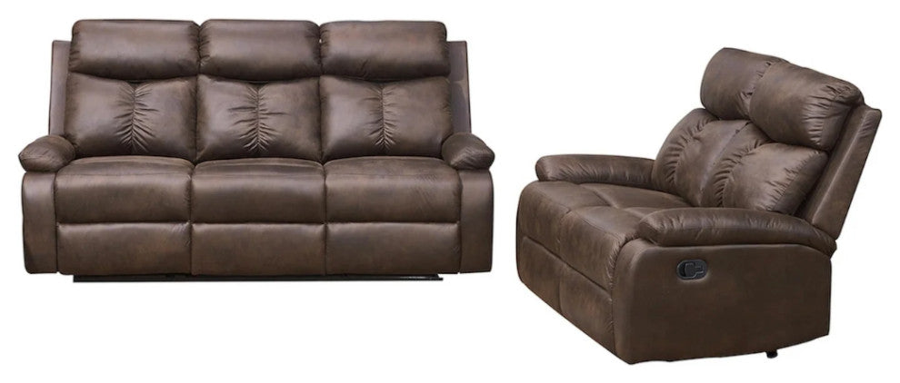 Betsy Furniture 2-Piece Microfiber Reclining Living Room Set, Brown