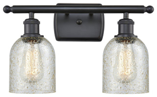 2-Light LED Caledonia 16" Bath Fixture, Matte Black, Shade: Mica
