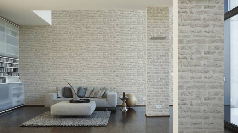 Textured Wallpaper Brick Rustic, 355804, Gray, Sample