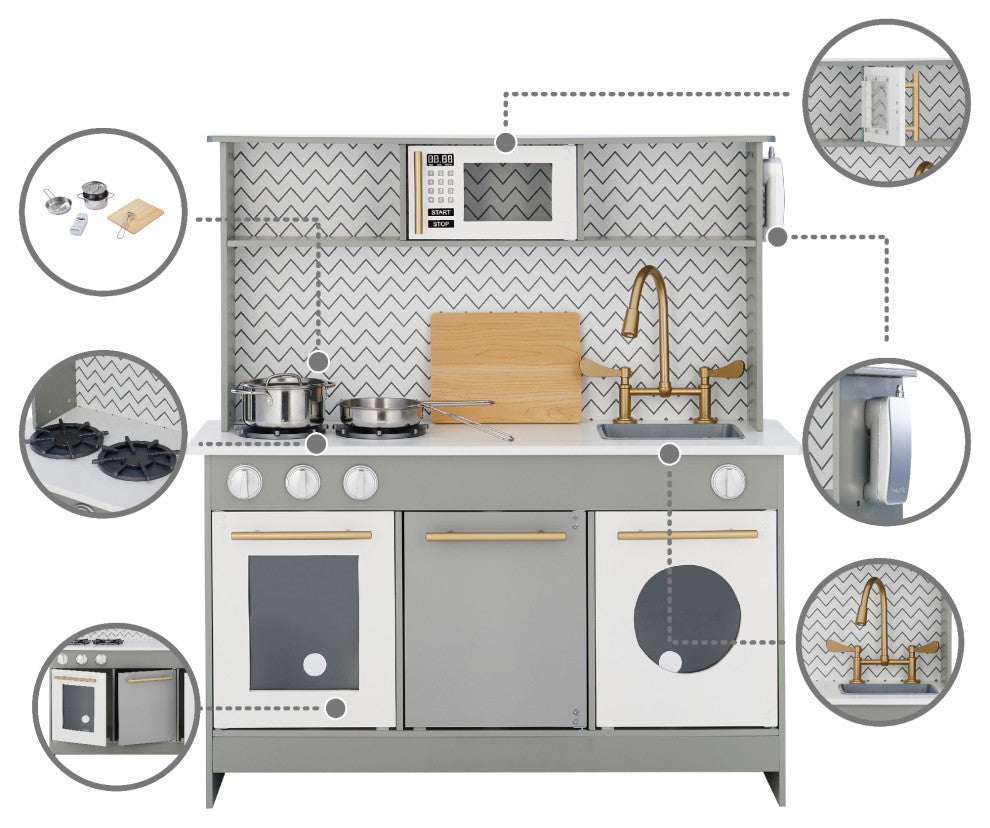 Little Chef Berlin Modern Play Kitchen, Grey