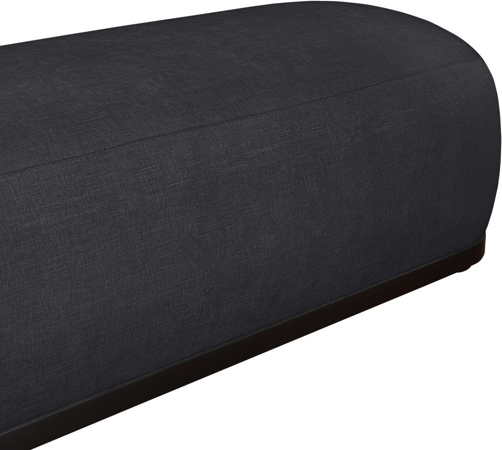 Calum Upholstered Bench, Black, Chenille Fabric, Black Finish