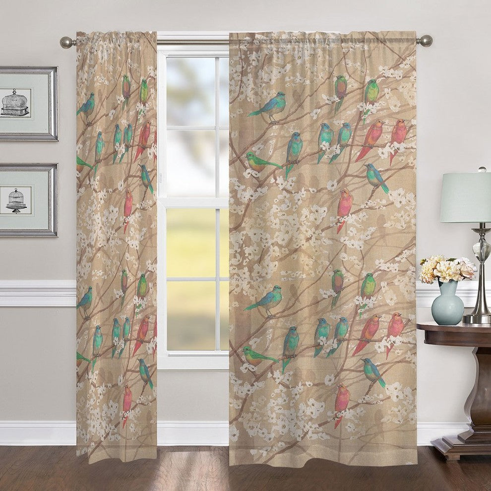 Laural Home Birds and Blossoms Sheer Window Curtain