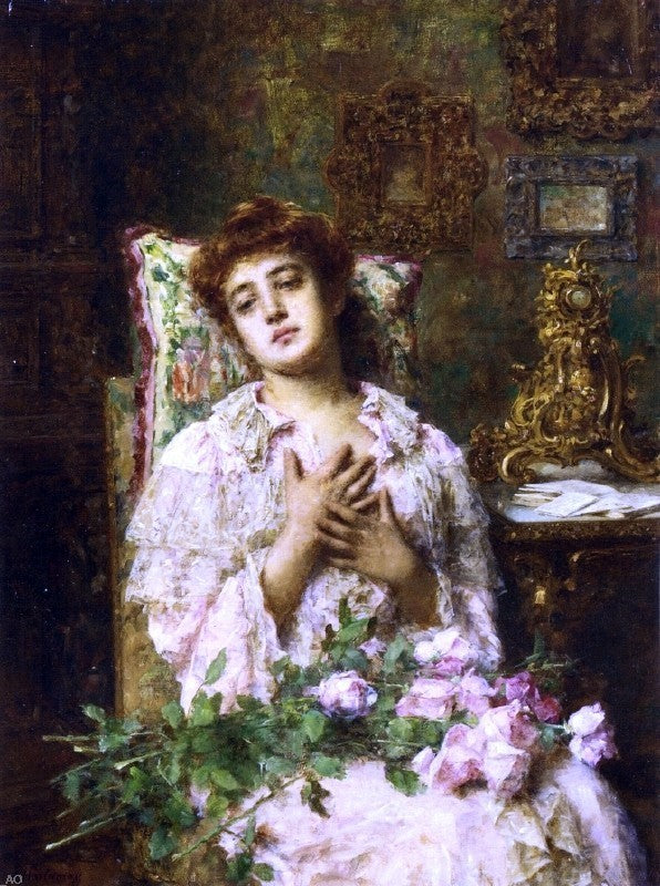 Alexei Alexeievich Harlamoff The Absent Lover, 21"x28" Wall Decal