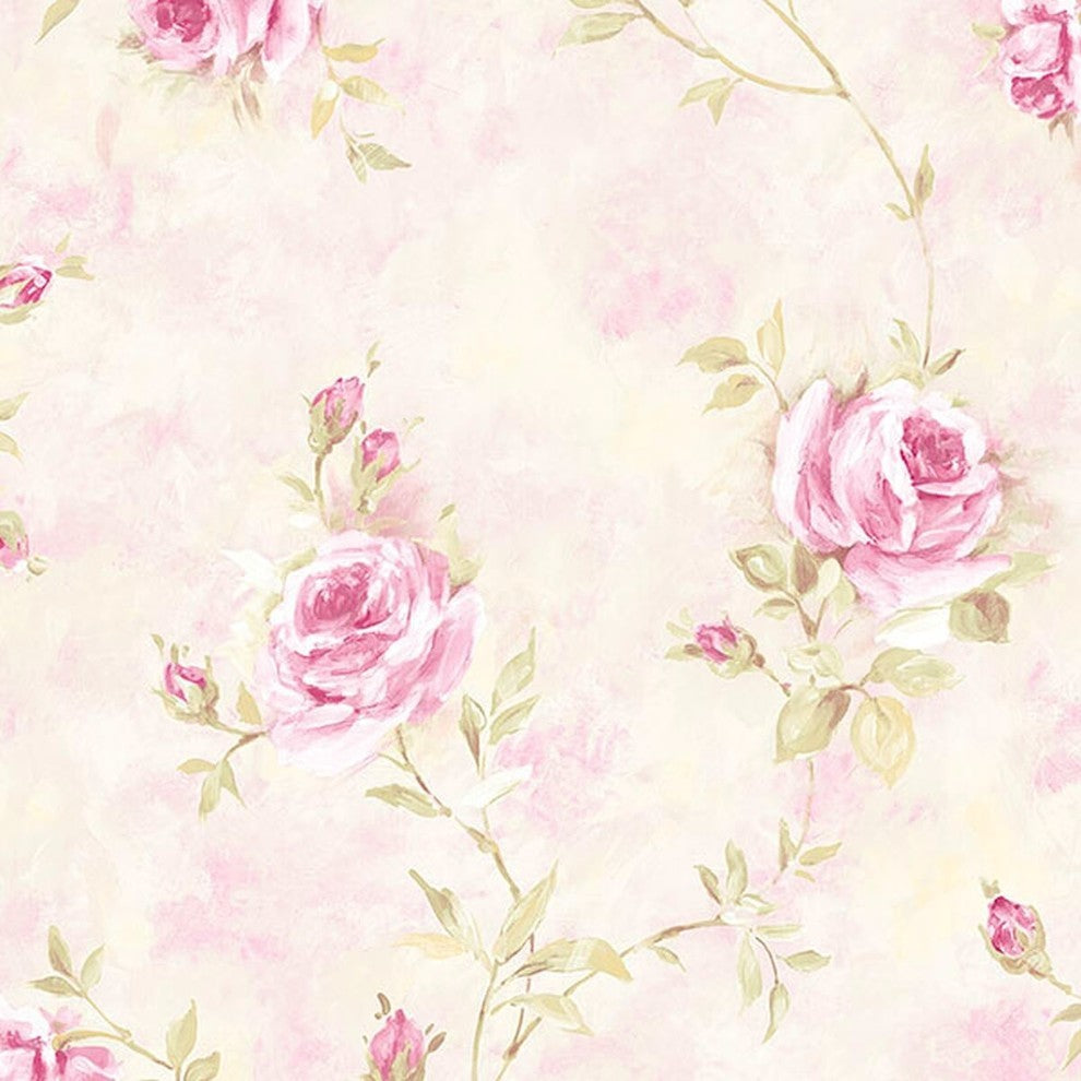 Rose Gardens 2, Romantic Floral Flower Cream, Rose Wallpaper Sample