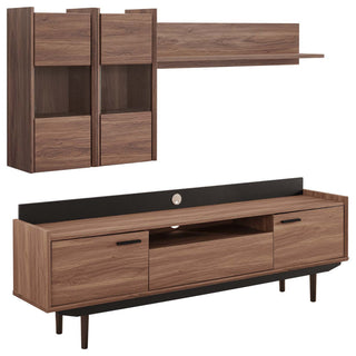 Visionary 2 Piece Entertainment Center Walnut Black