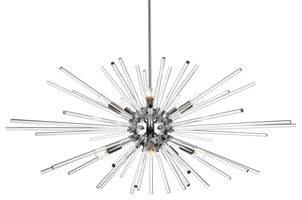Samuel 46" Crystal Rod Pendant, Chrome