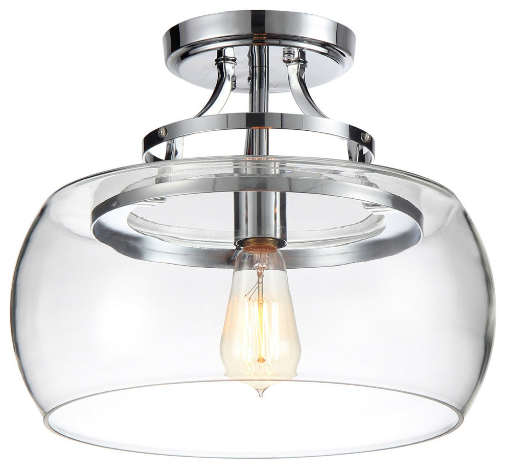 WAREHOUSE OF TIFFANY'S C1772-1C Macarius 13 in. 1-Light Indoor Chrome Finish