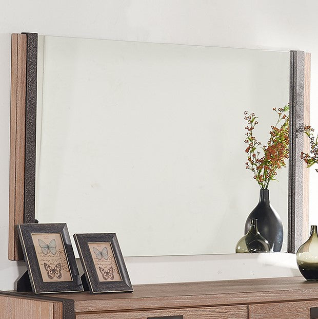 51" X 3.5" X 35" Natural Veneer Metal Mirror