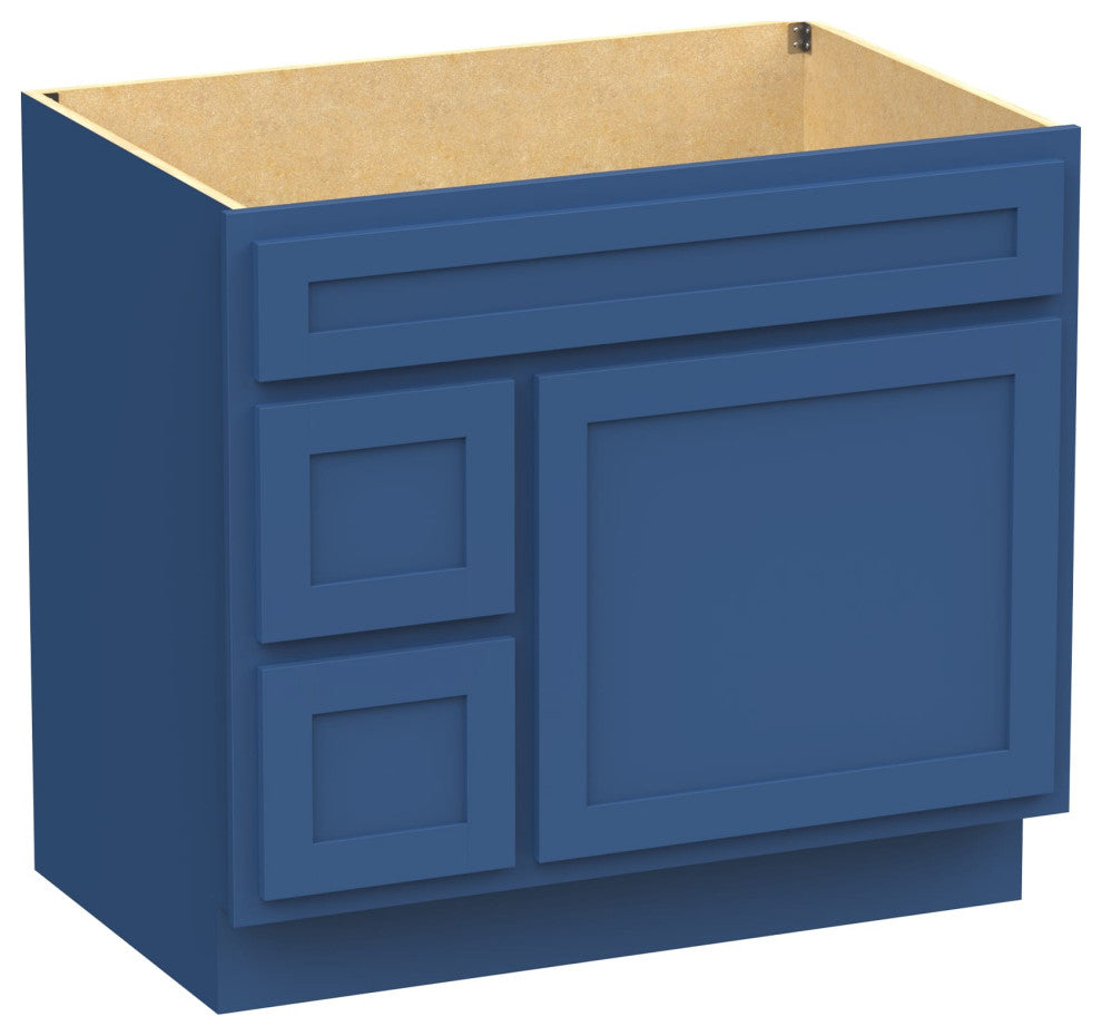 Vanity Art Vanity Base Cabinet, No Top, Drawers on Left, 36", Blue
