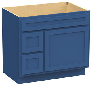Vanity Art Vanity Base Cabinet, No Top, Drawers on Left, 36", Blue