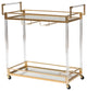 Savannah Contemporary Glam and Luxe Gold Metal and Glass Wine Cart