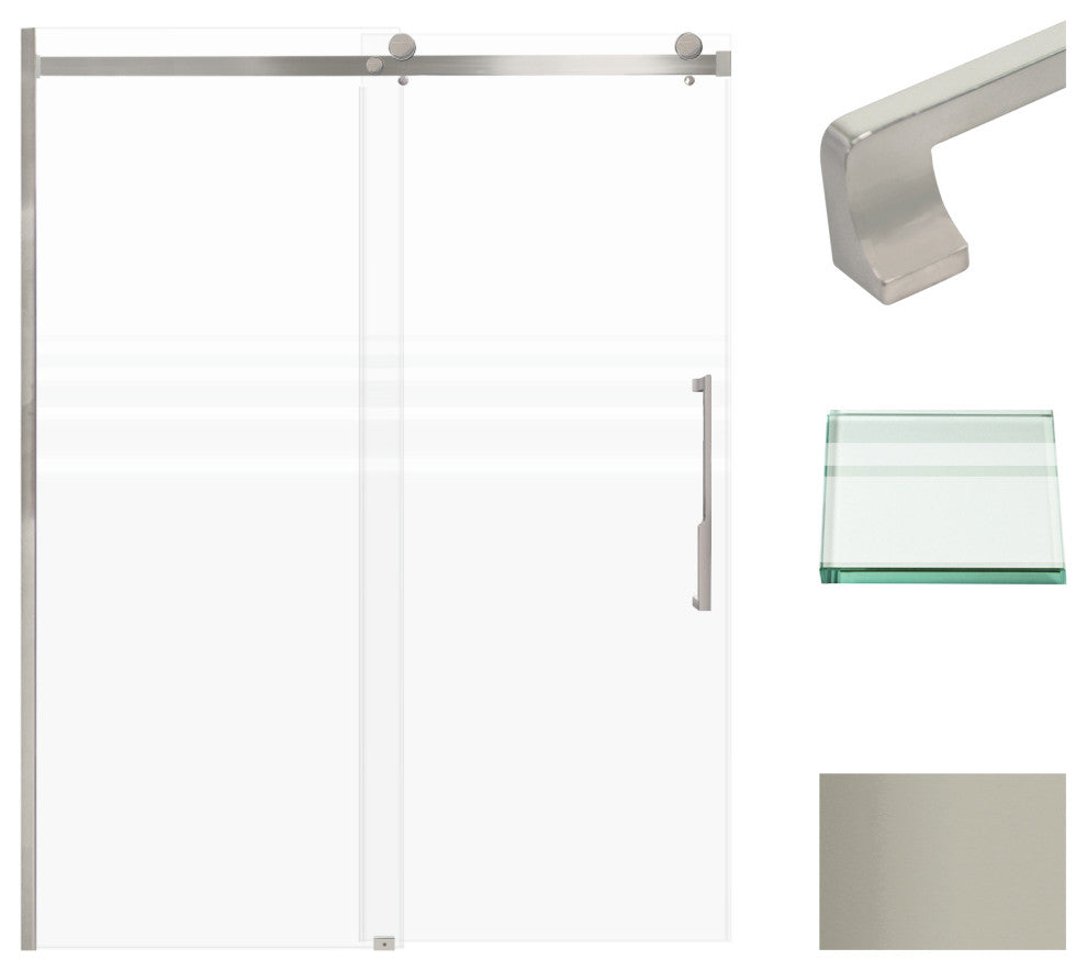 Madeline 60"x76" Frameless Shower Door with Fixed Panel in Brushed Stainless