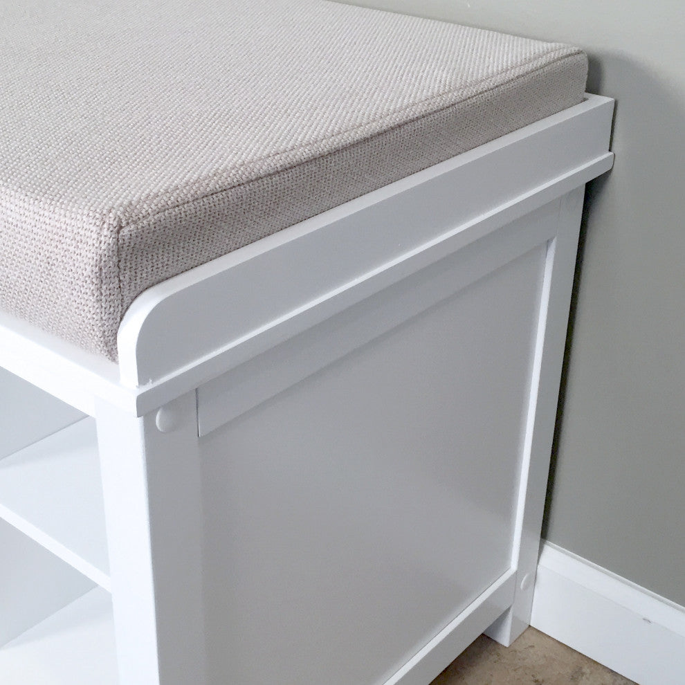 Wood Shoe Storage Bench, White