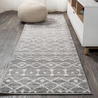 Aksil Moroccan Beni Souk Area Rug, Gray/Cream, 2'x8'