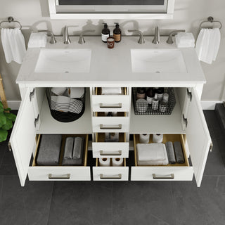 Eviva Aberdeen 48"Wx22"D Double Sink Bathroom Vanity, Quartz Countertop