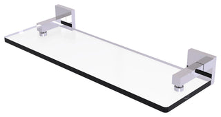 Montero 16" Glass Vanity Shelf, Beveled Edges, Polished Chrome