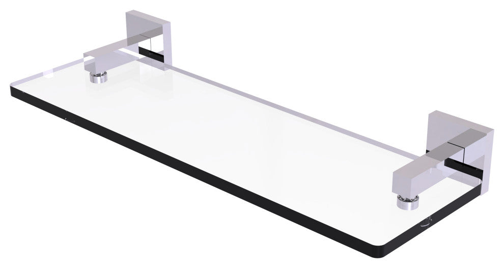 Montero 16" Glass Vanity Shelf, Beveled Edges, Polished Chrome
