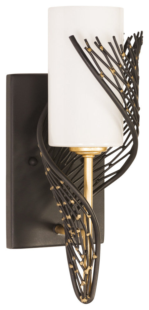 Varaluz-240K01RMBFG-One Light Wall Sconce Matte Black/French Gold