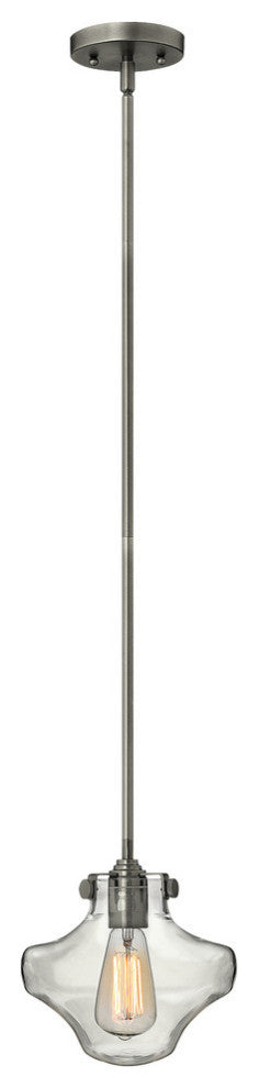 Hinkley Congress Mini-Pendant Hurricane Glass Pendant, Antique Nickel