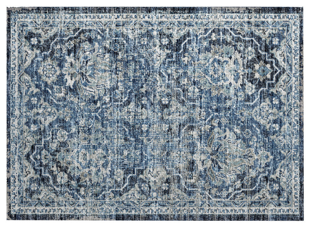 Indoor/Outdoor Marbella MB4 Navy Machine Washable 1'8" x 2'6" Rug
