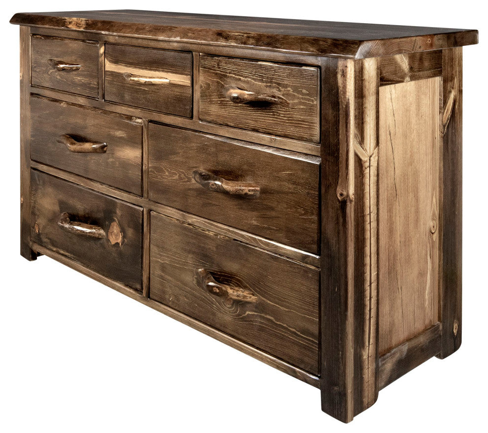 Big Sky Collection Live Edge 7 Drawer Dresser, Provincial Stain