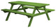 Pine Picnic Table with Attached Benches, Lime Green, 8 Foot