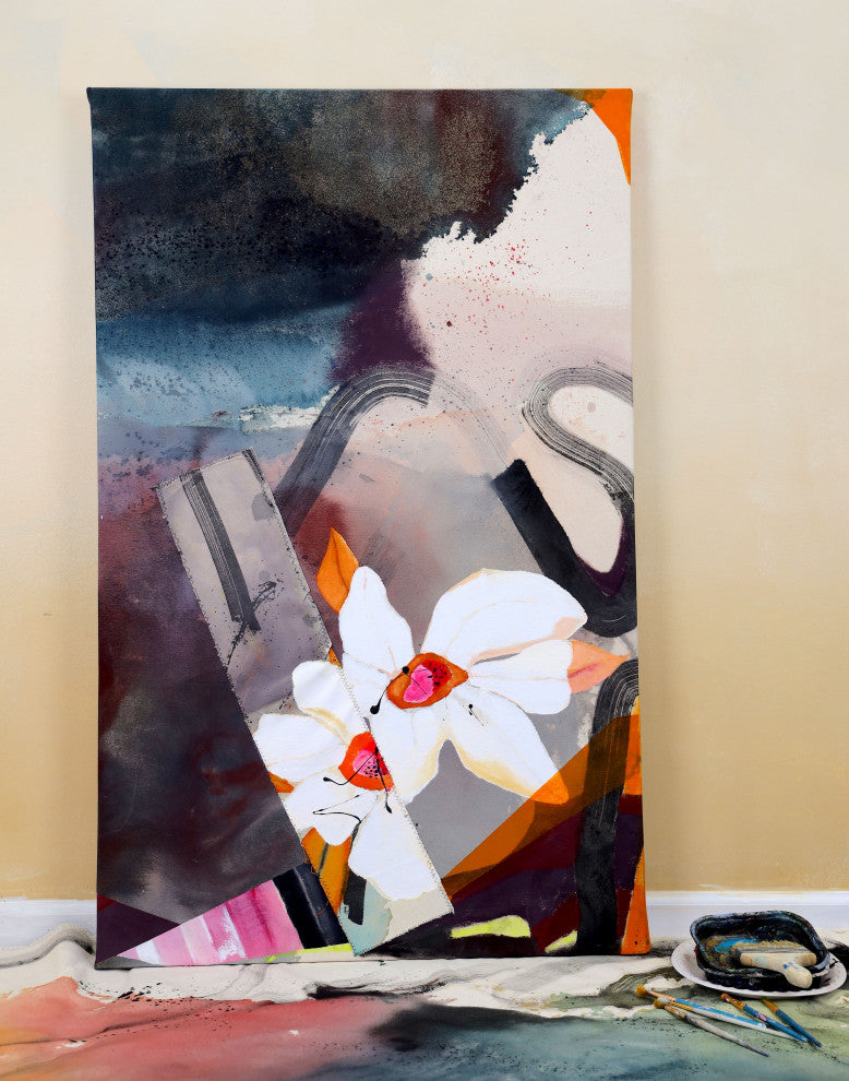 Flower painting, Abstract impressionst artwork on canvas