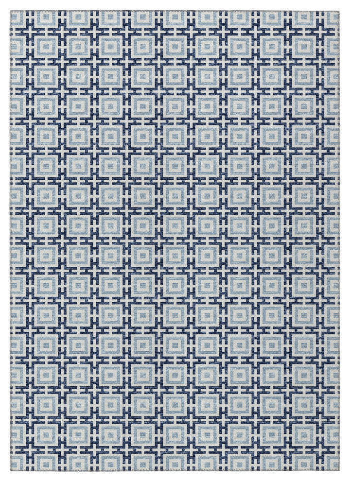Indoor/Outdoor Marlo MO1 Navy Machine Washable 2'3" x 12' Rug