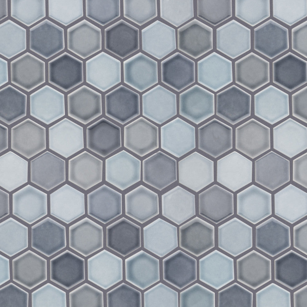 Hudson Due 2" Hex Stillwater Porcelain Floor and Wall Tile