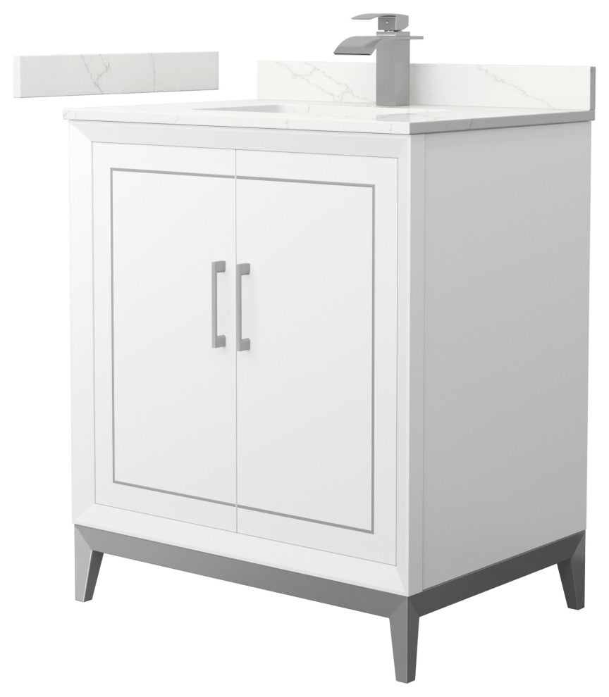 Marlena 30" Single Vanity, Quartz Top, 1-Hole, Nickel Trim