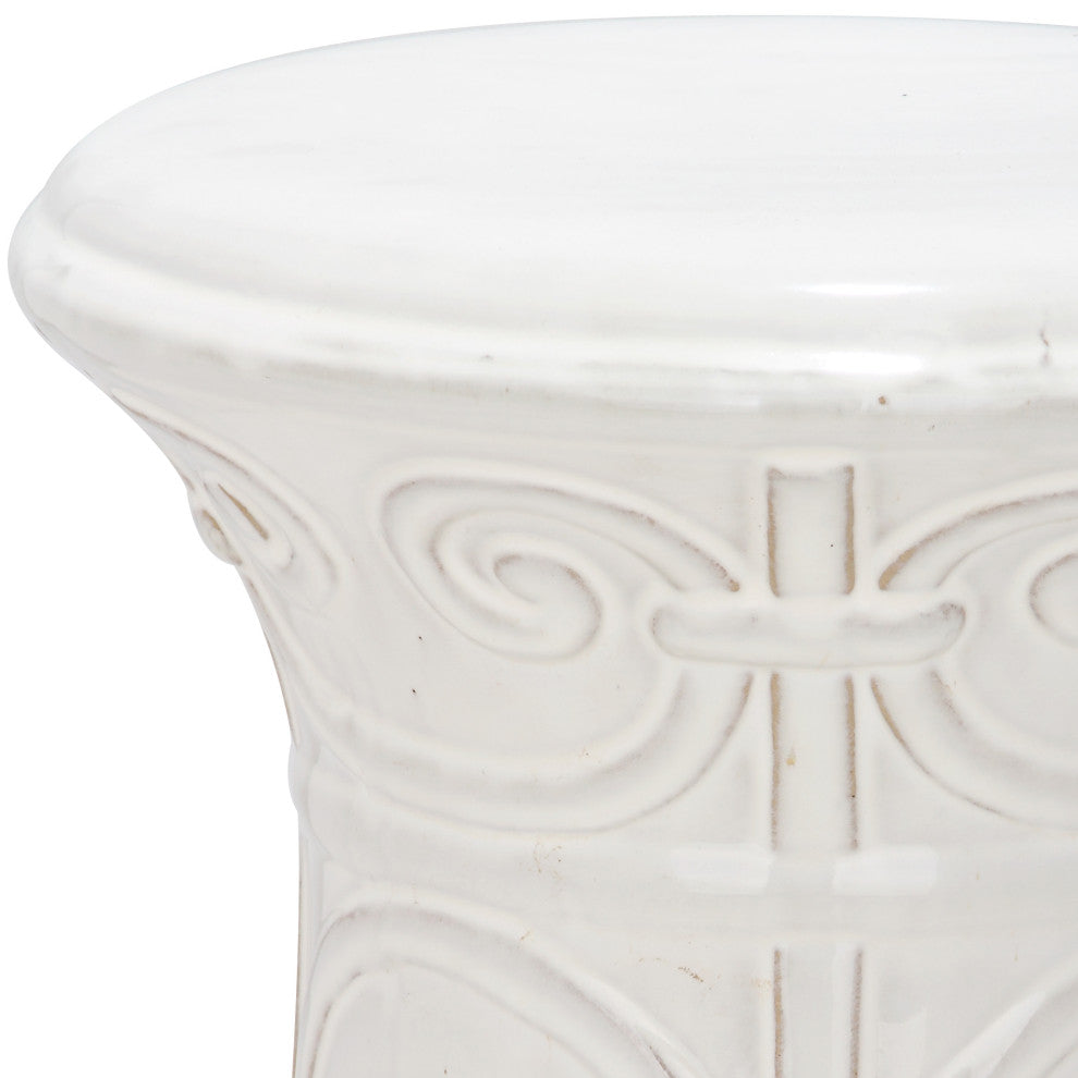 Safavieh Imperial Scroll Garden Stool, White