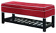 Red Black and White Tufted Shoe Storage Bench