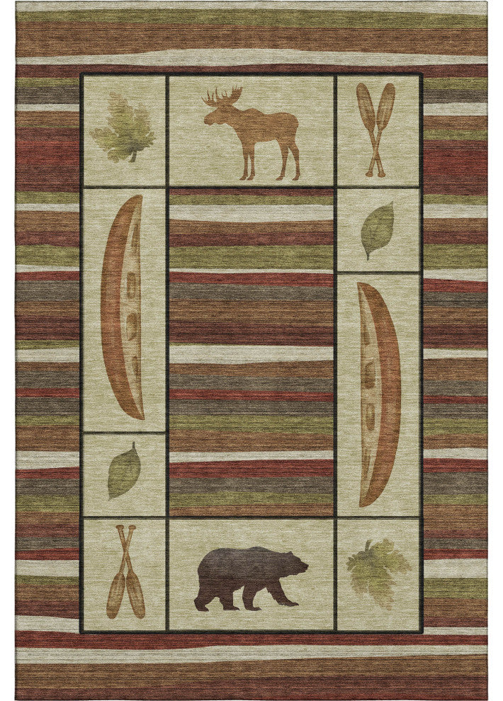 Addison Premium Washable Mayfield AMF143 Red 3' x 5' Rug
