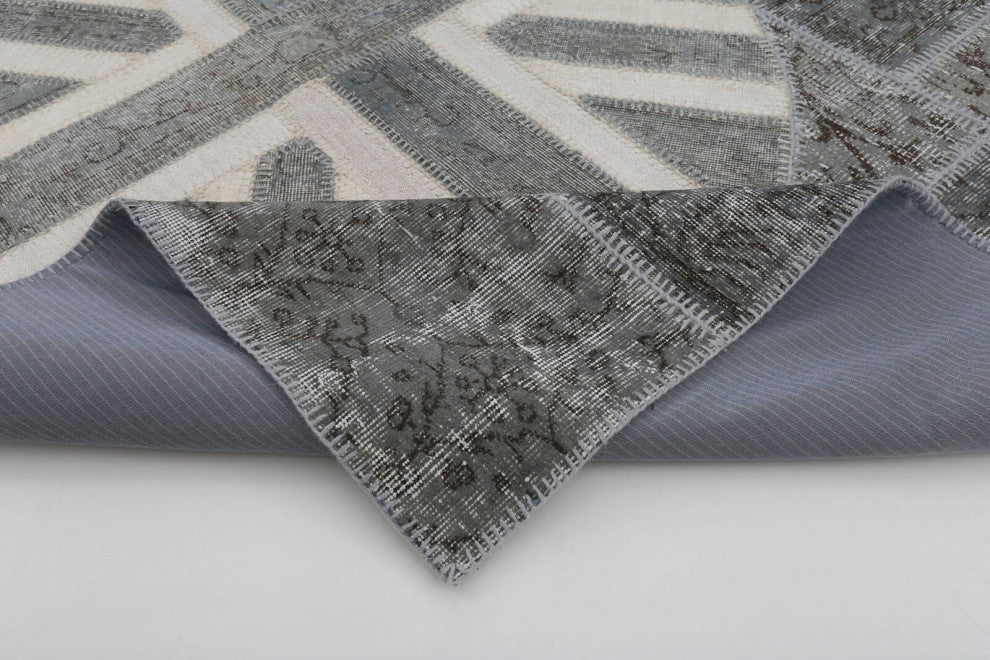 Rug N Carpet - Hand-knotted Turkish 5' 7'' x 8' 2'' Flag Patchwork Rug