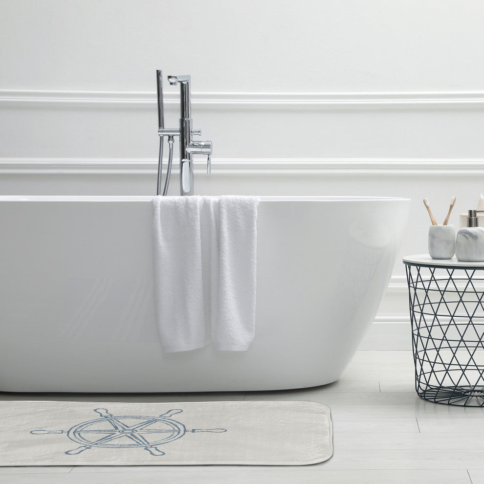 24" x 17" Large Ship Wheel Bathmat, Dusty Smoke