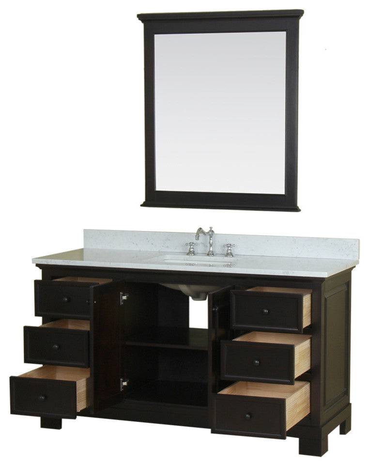 Richmond 60" Bathroom Vanity With Carrera Marble Top