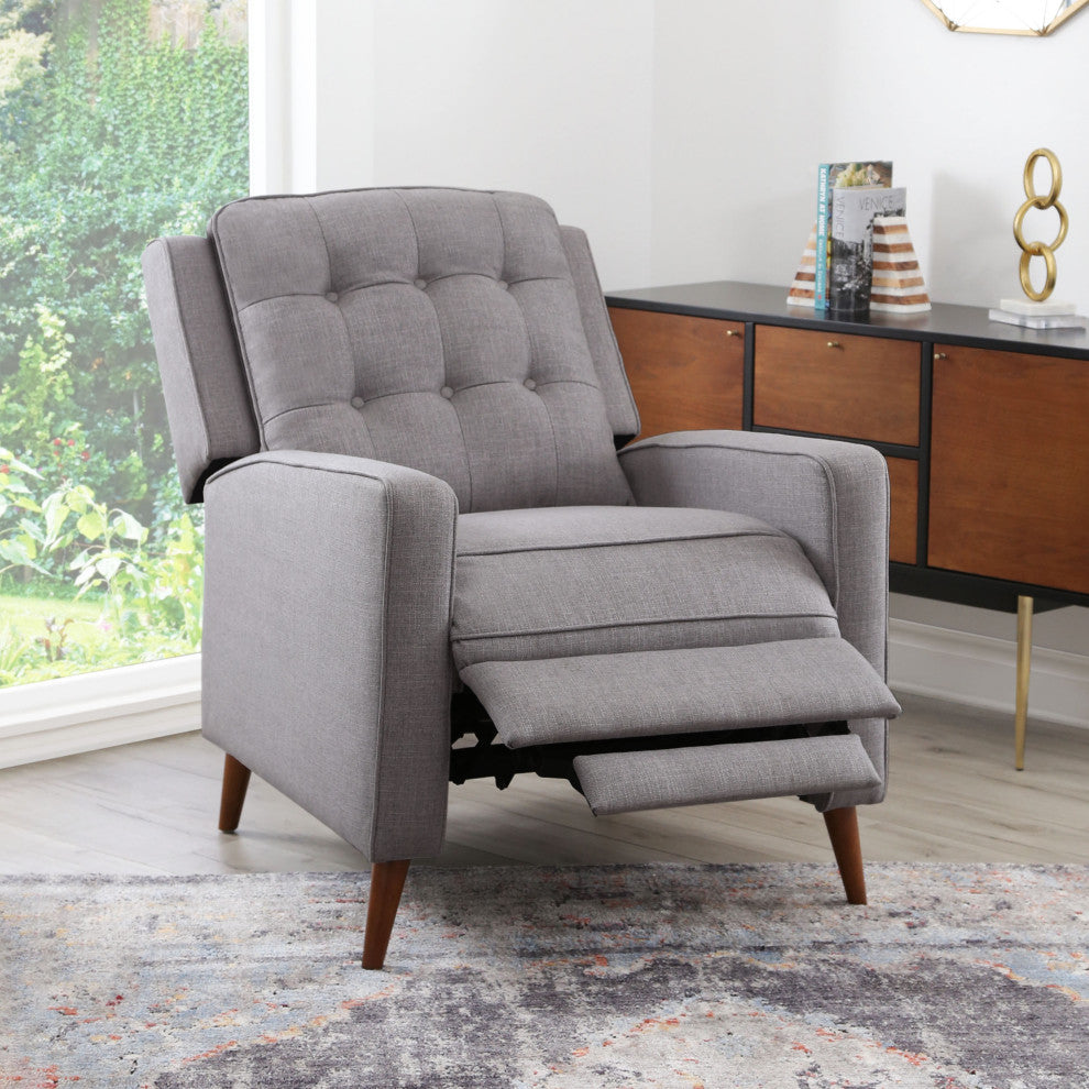 Hunter Mid-Century Pushback Recliner, Light Gray