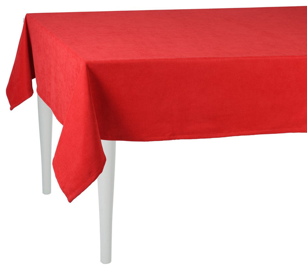 HomeRoots 70" Merry Christmas Rectangle Tablecloth, Red