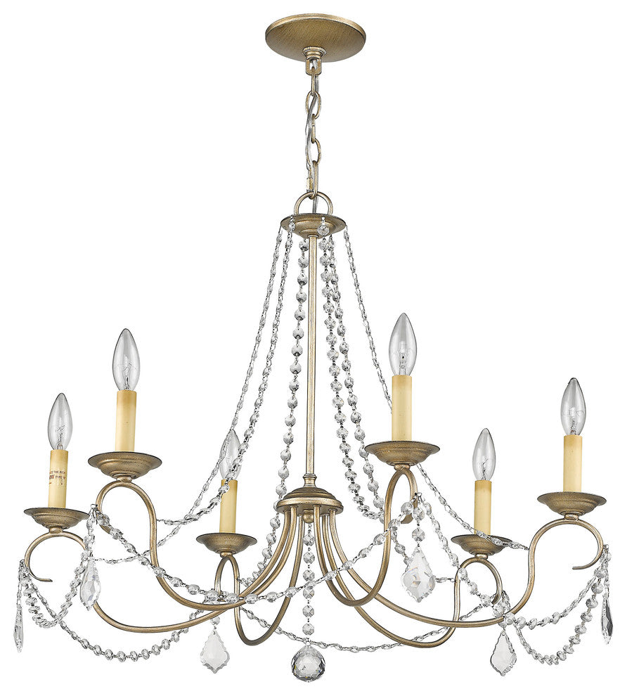Pennington Chandelier, Hand-Painted Antique Silver Leaf