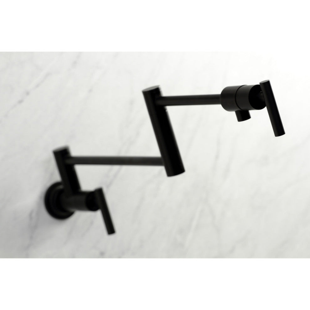 Kingston Brass KS4100CML Manhattan Wall Mount Pot Filler, Matte Black