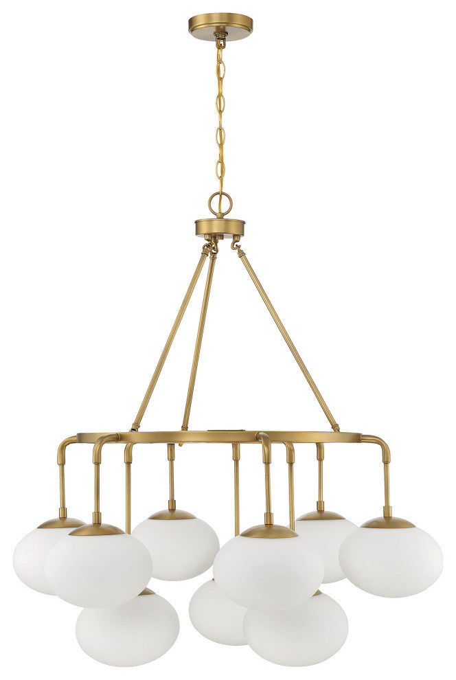 9-Light Chandelier, Natural Brass