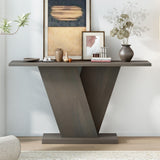 GDF Studio 60 inches V-Base Wood Console Table, Gray