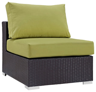 Convene Outdoor Wicker Rattan Armless Sofa, Espresso Peridot