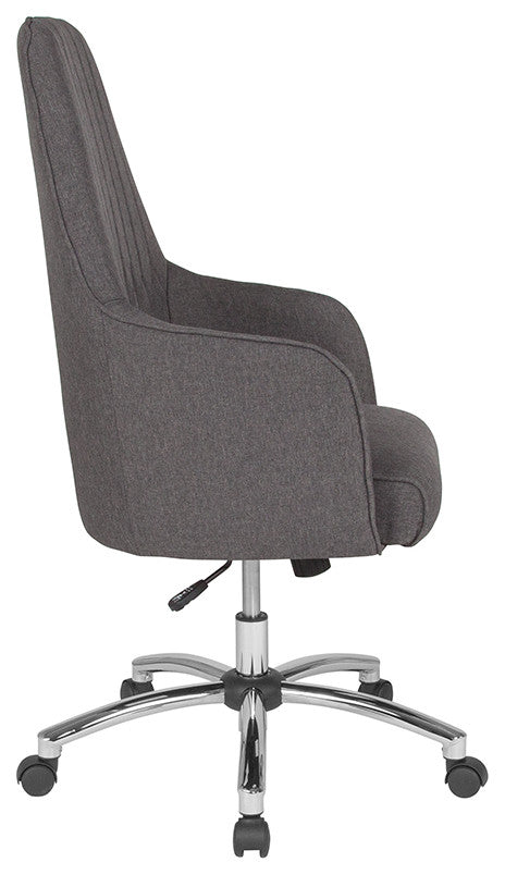 Albi Home And Office Upholstered High Back Chair In Dark Gray Fabric