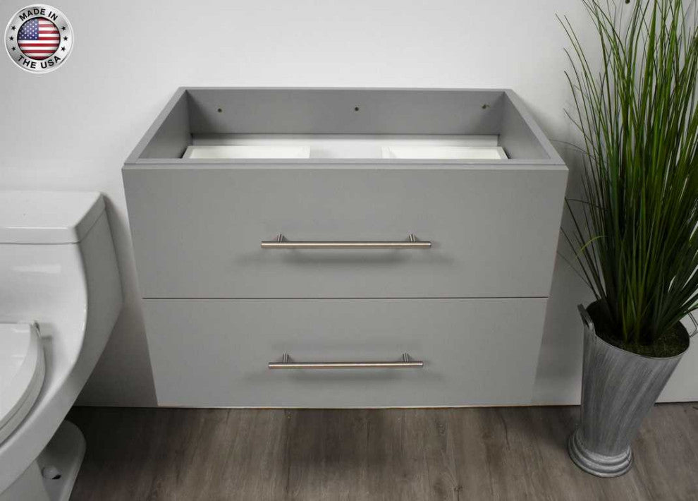 Napa 30" Modern Floating Bathroom Vanity With Round Handles Cabinet Only, Gray